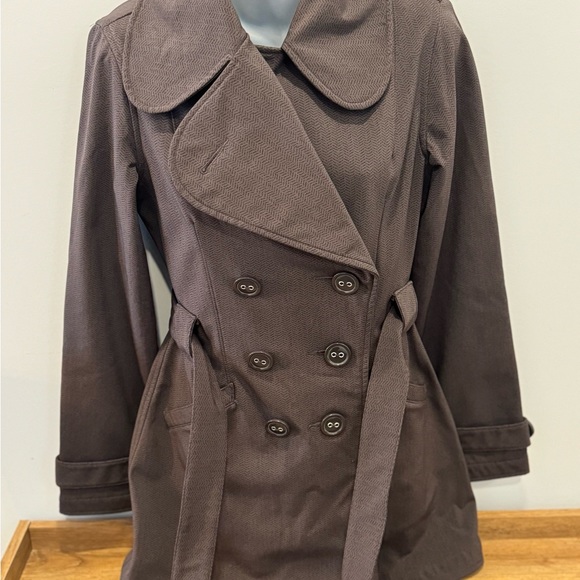 LULULEMON Brown Herringbone Double Breasted Studio Trench Coat. Size 6 - Picture 1 of 11
